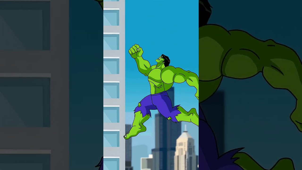 Red hulk Drops Bruce Banner off the building Angry Hulk Transformation Animation Red vs Green