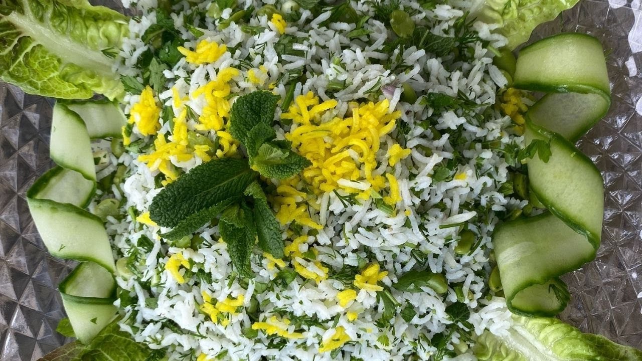 Light and sharp Herbs, Broad Beans and Rice Salad with Sumac and
