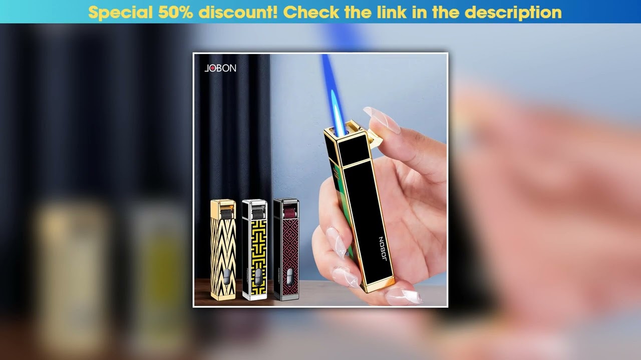 Top JOBON Mini Fashion Metal Direct Blue Flame Cigarette Lighter Portable High Beauty Cigarette Acc