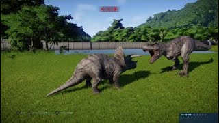 Dino Wars - T-Rex VS Triceratops - Jurassic world evolution gameplay screenshot 5