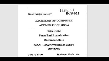 BCS011 Question Paper 4 year Computer Basics and PC Software