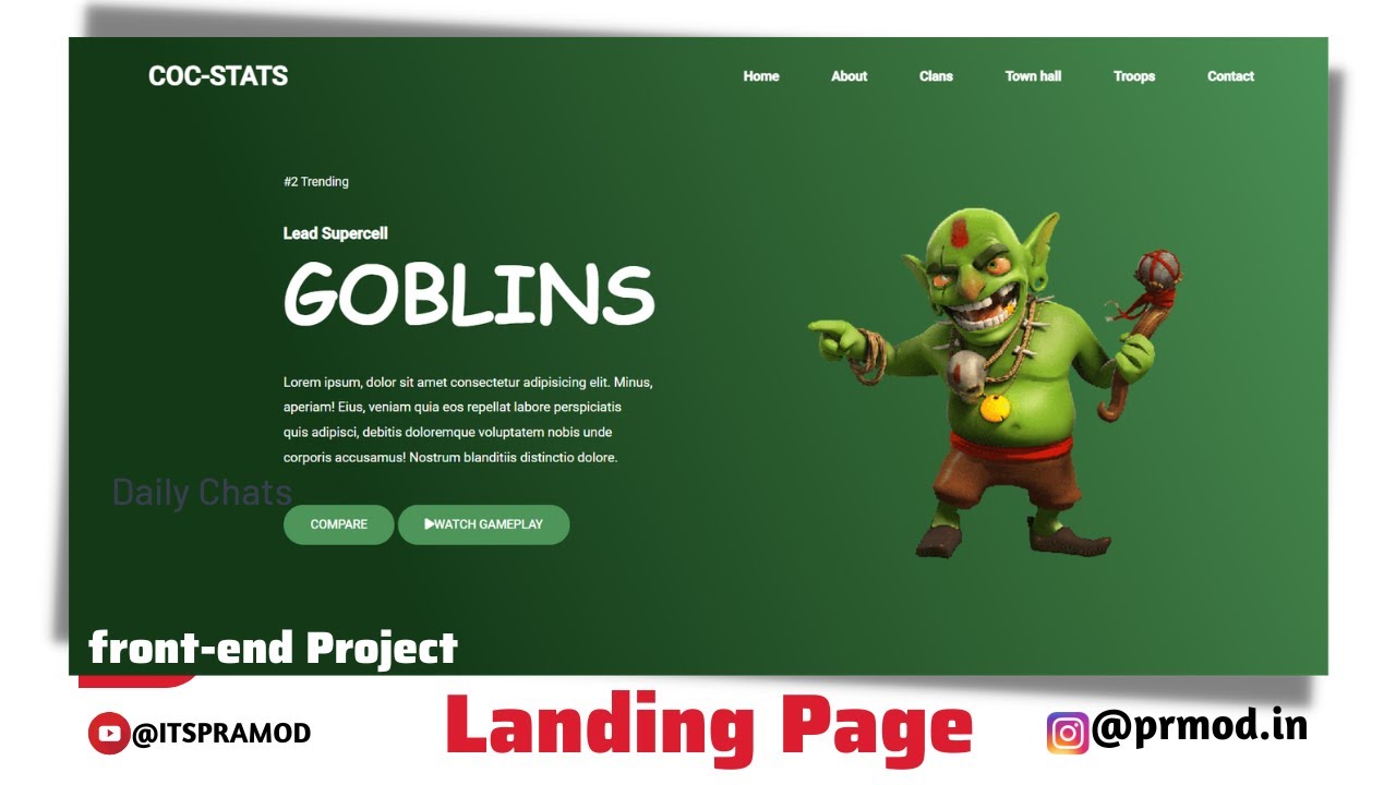 Create Landing Page Using HTML & CSS | Front-end Projects Idea | its ...