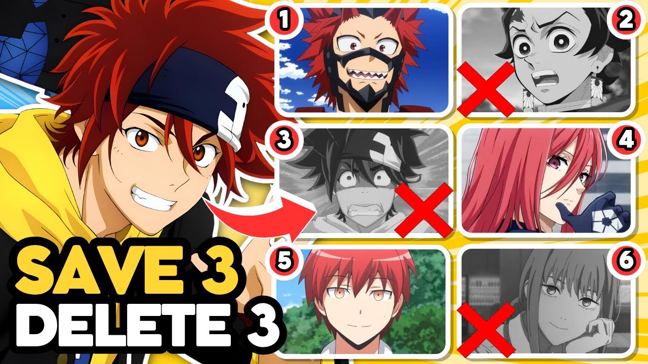SAVE 3 ✅ and DELETE 3 ❌ ANIME CHARACTERS for each HAIR COLOR 🔥🧑‍🦲 | ANIME QUIZ