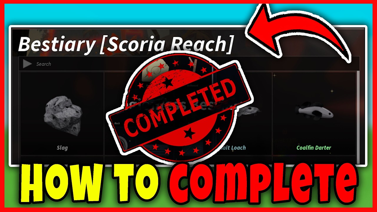 How to GET SCORIA REACH 100% BESTIARY in FISCH FULL GUIDE to COMPLETE BESTIARY Roblox