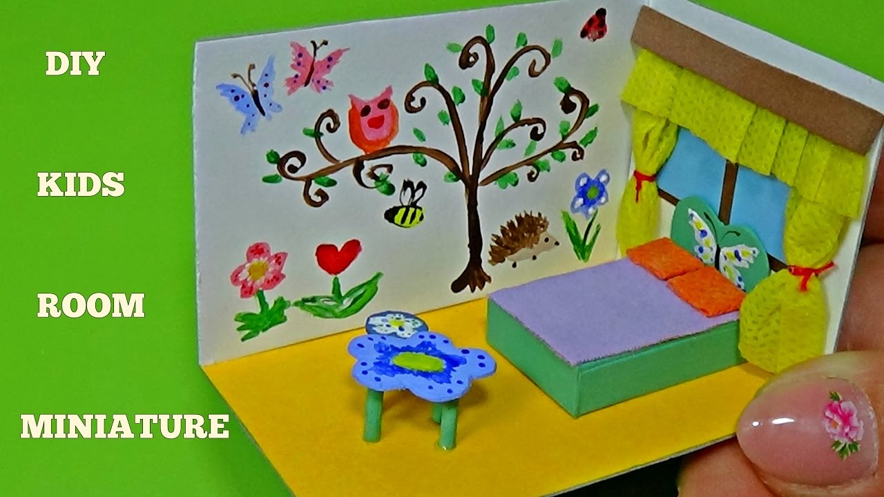 Diy miniature room Doll Stuff miniature kids room tutorial