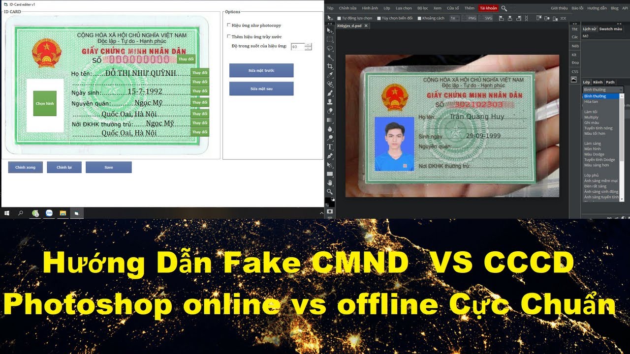Hướng Dẫn Fake Cmnd Hoặc Cccd Photoshop Online Vs Offline Cực Chuẩn -  Youtube