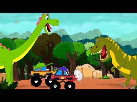 Dinosaurs Cartoons for children with Dino Egg Rescue by Little Red Truck - videos for Kids