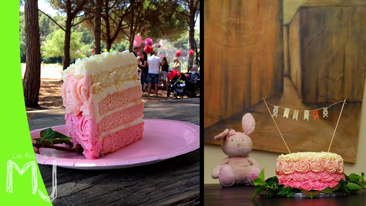 Tarta de cumpleaños degradado rosa