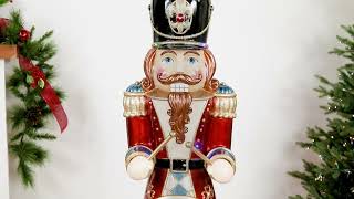 60.5 Red and Black LED Animated Musical Drumming Christmas Nutcracker | Northlight BG14955