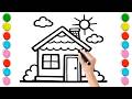 How to draw a house easy// Easy step by step House Drawing For Kids !