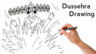 Ravan Dahan Drawing Dussehra Drawing How To Draw Ravan Easy Ravan Banane Ka Aasan Tarika