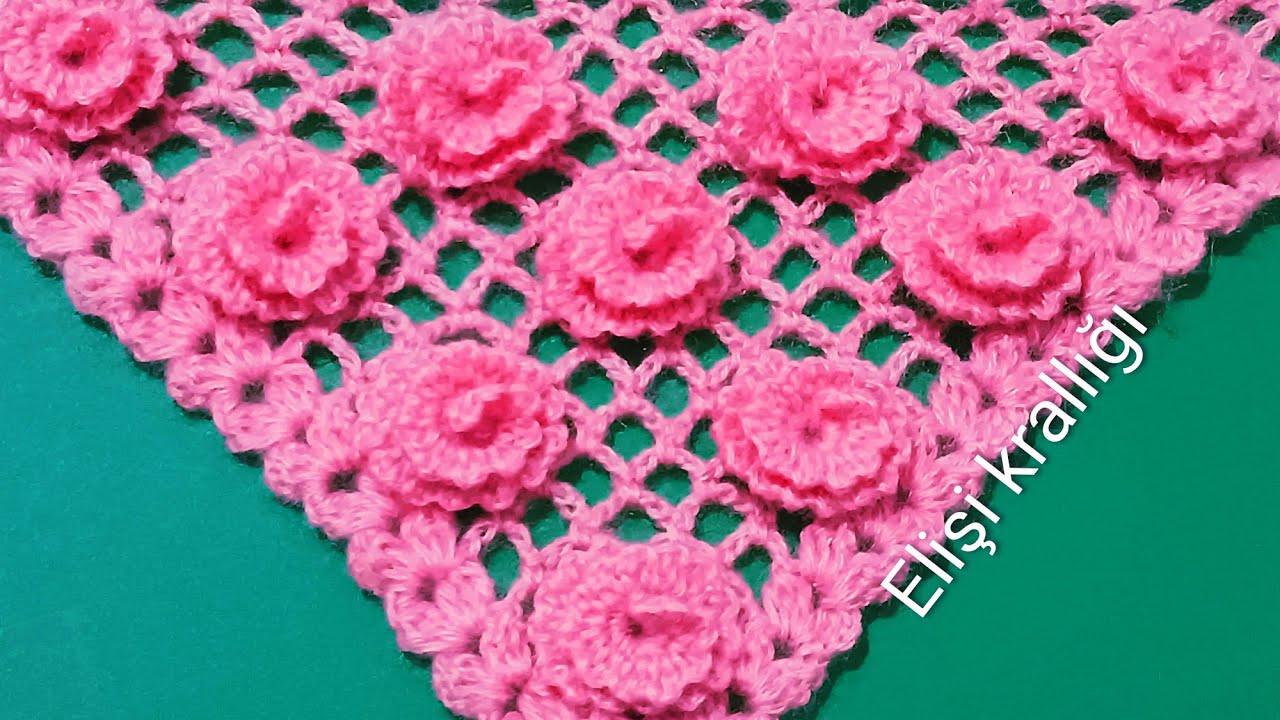 KENDİ TASARIMIM KARANFİL MODELİ ÜÇGEN ŞAL YAPIMI ✔️MAKING MY OWN DESIGNED CARNATION SHAWL✔️