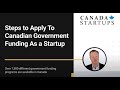 How to apply to canadian government funding as a startup