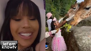 Cardi B Surprised Her Daughter With A Birthday Cake In Paris & Then Went To Feed Some Giraffes