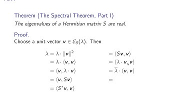 The Spectral Theorem: Part 2/5 "The Spectral Theorem, Statement I"