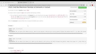 3020. Find the Maximum Number of Elements in Subset || Weekly Contest 382 || LeetCode || C++