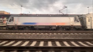 Evening NJ Transit Northeast Corridor Line train ride from New York to Trenton.