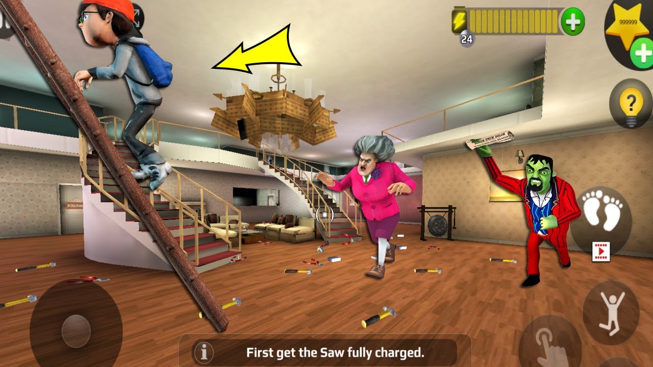 Scary Teacher 3D - with nick and tani troll Miss T fell face down  part 5034 #scaryteacher3d