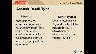 041823 Webinar: NTD Safety Reporting Requirements Update: Assaults on Transit Workers