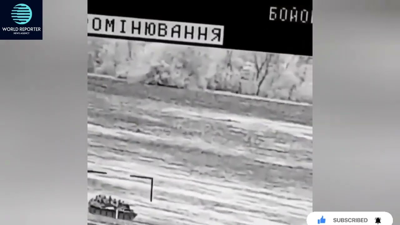 Ukrainian Stugna-P anti-tank guided missile operator striking a Russian MT-LB transporting troops