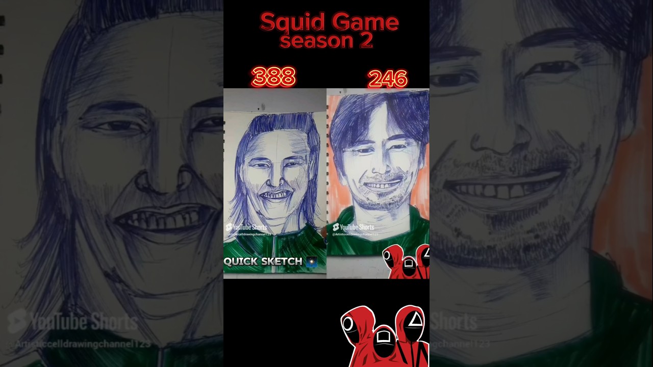 How to Draw Player 388 and 245 from SquidGame 🔥