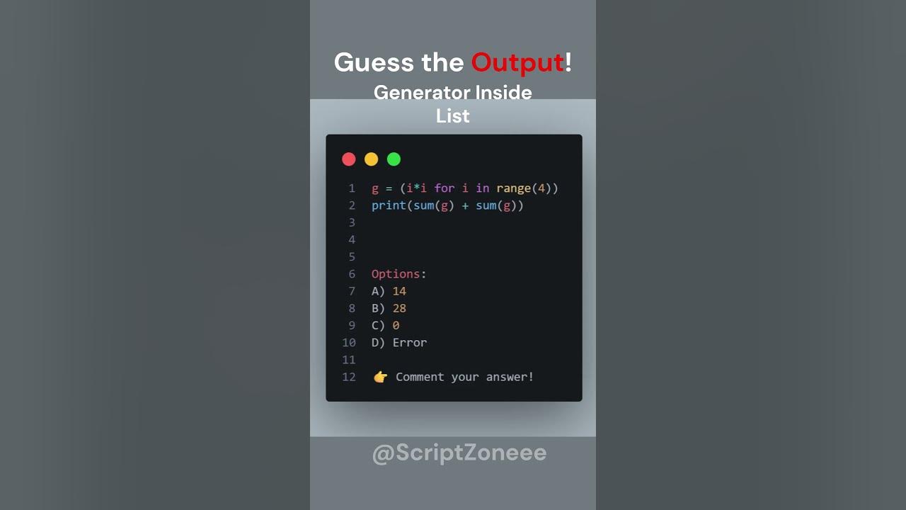 Python Generator MCQ 🔥 | Why sum(g) + sum(g) Doesn’t Work as Expected ...