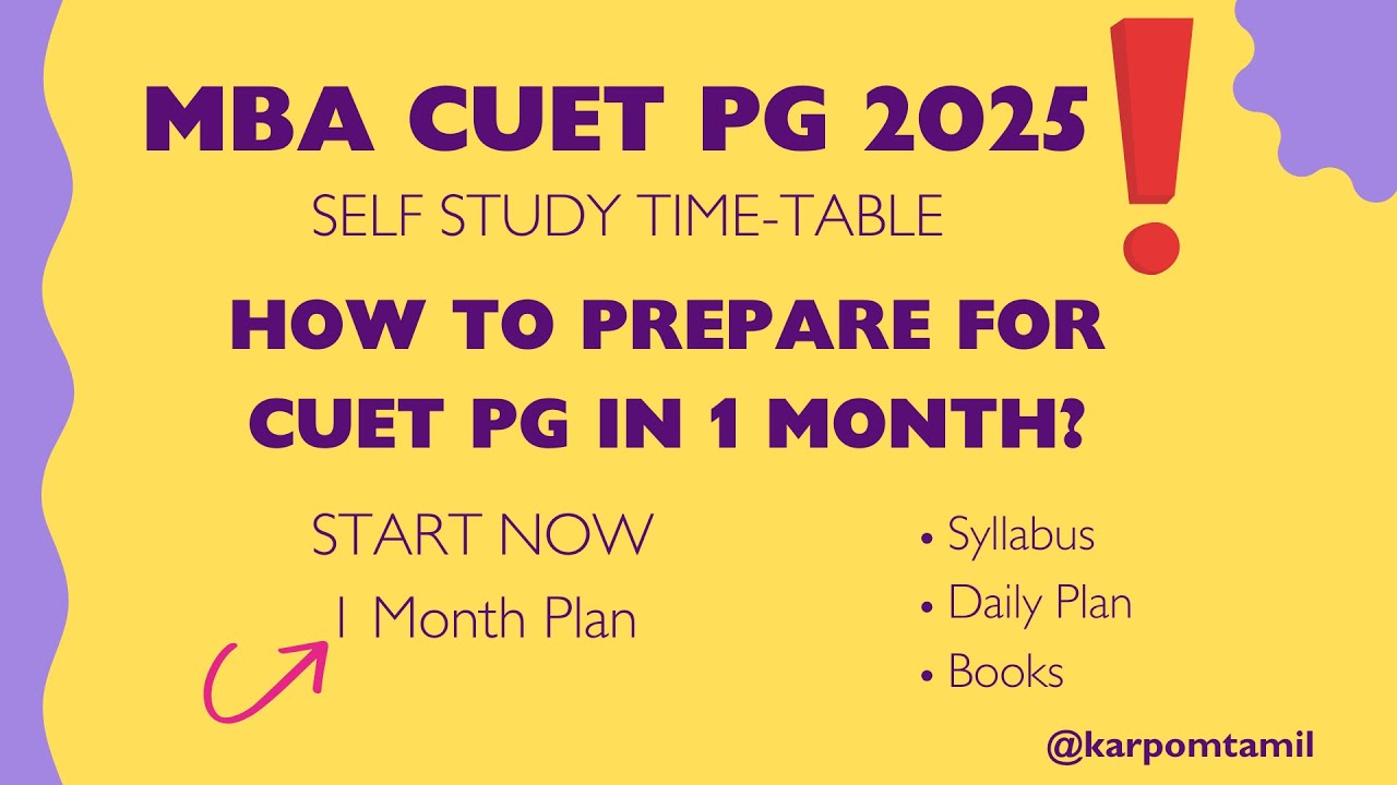 CUET PG Self Study Timetable in Tamil| MBA 1 month study plan for CUET PG 