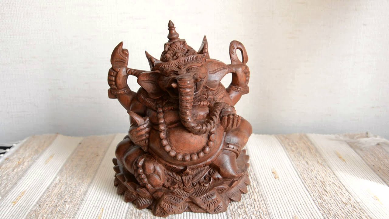 商売繁盛 木彫りのガネーシャ : プラタルッソ)札幌（バリ雑貨）