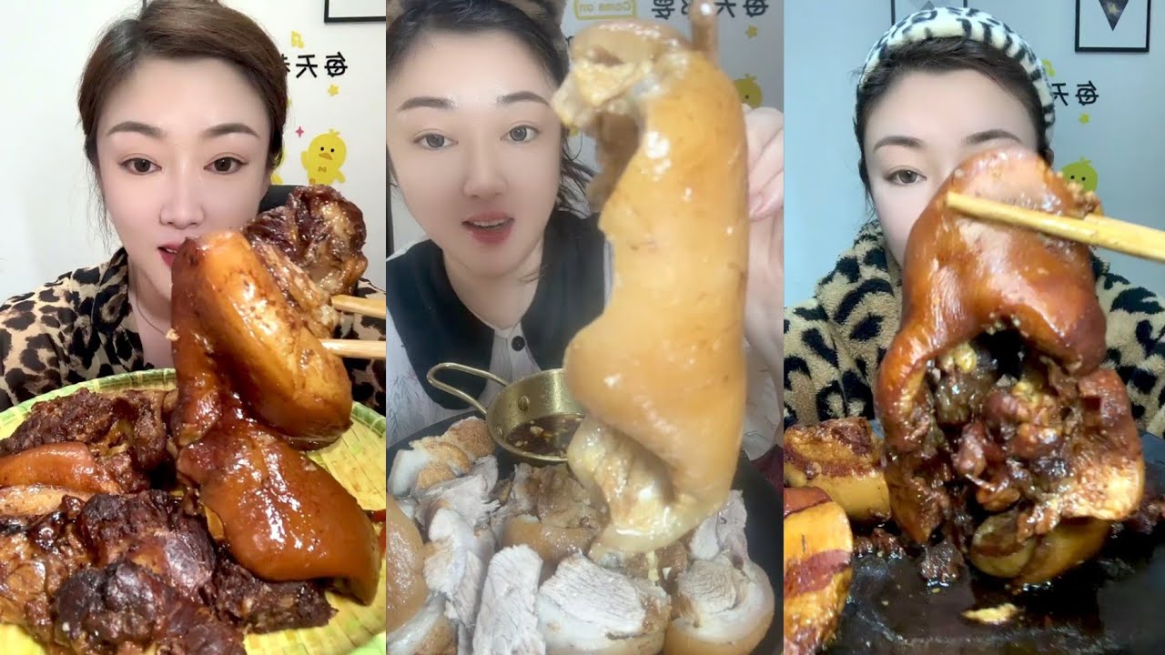 Eating Lamb Intestine, Spicy Pork Belly, Braised Pork Belly Is Delicious 😋#mukbang #eating #food