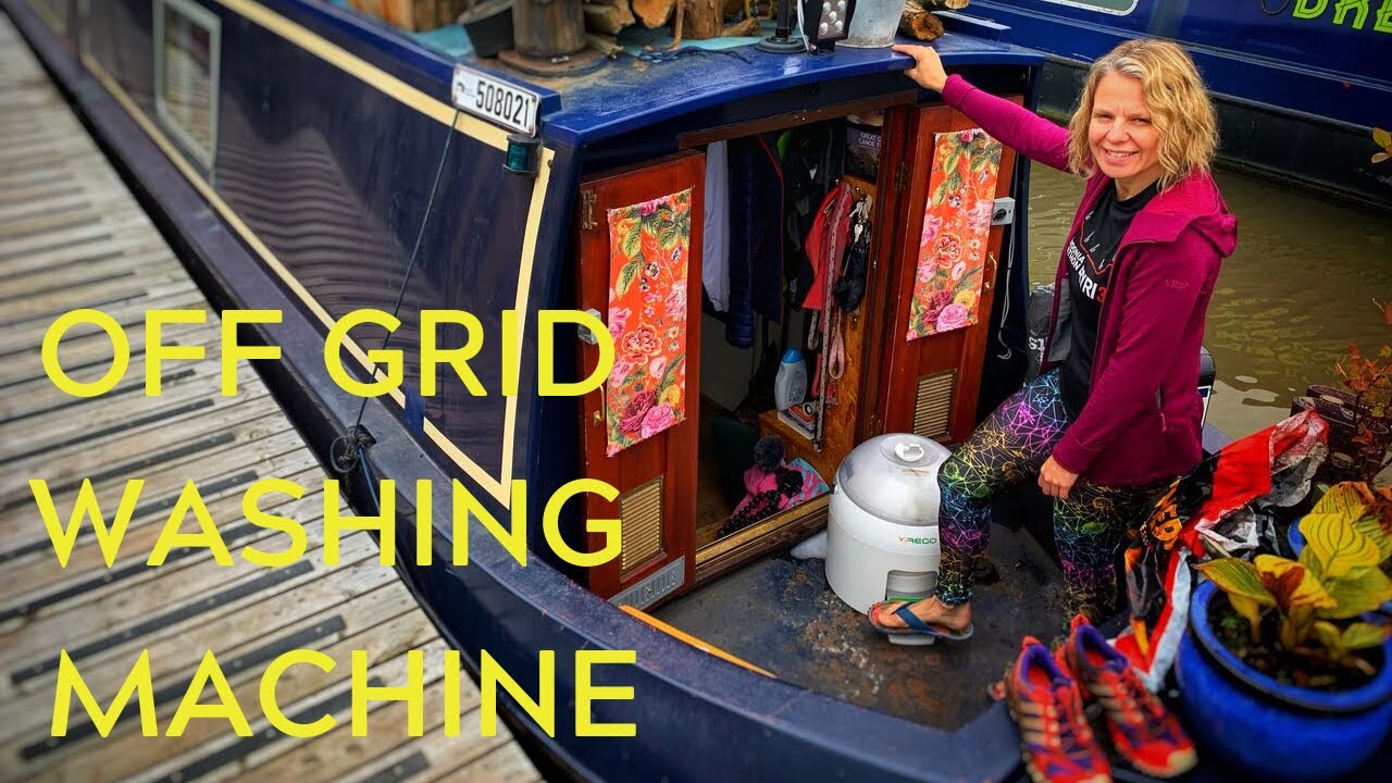 Living on a Narrowboat Reviewing Drumi the offgrid liveaboard foot powered eco washing