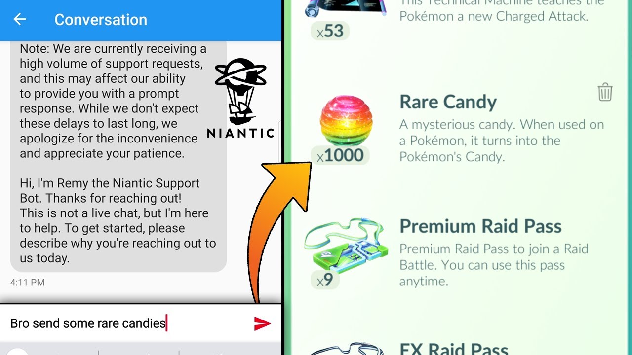How To Get Unlimited Rare Candies From Niantic Support | Pokemon Go Unlimited rare Candy New Trick