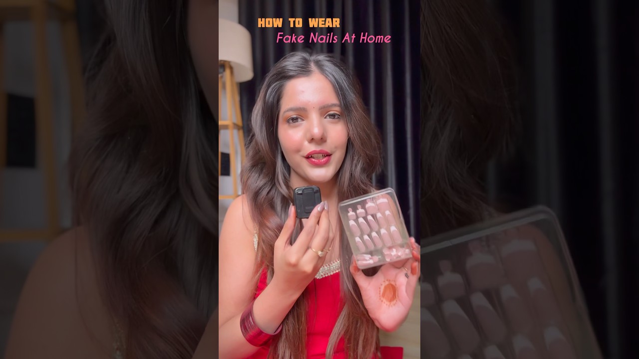 Be Your Own Nail Artist 💕 Wear 100 Rs/- Meesho Fake Nails Like Pro 🤌🏻 #shorts #nailextension