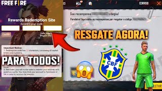 RESGATE AGORA! CODIGUIN DA CBF, CODIGUIN PARA TODOS DO JOGO DO BRASIL - FREE FIRE