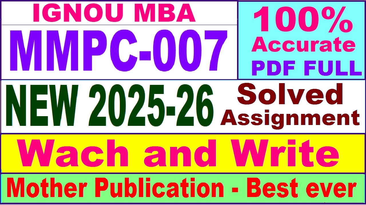 MMPC 007 solved assignment 2025-26 in English || mmpc 007 solved assignment 2026 || ignou mmpc7