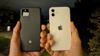 iPhone 12 vs Pixel 5 night mode camera comparison