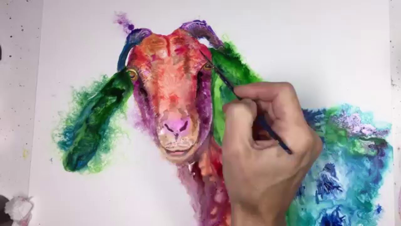 Speed painting a goat using acrylic and india inks on Yupo paper YouTube