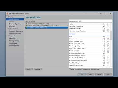 Managing User Access in BarTender Software Tutorial