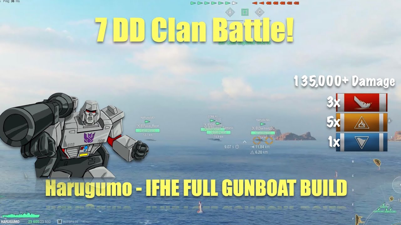 7 DD Harugumo Clan Battle | IFHE Full Gunboat | World of Warships