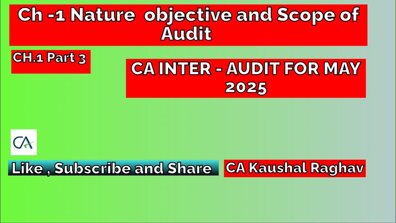 CA INTER AUDIT CH 1 PART 3 - YouTube