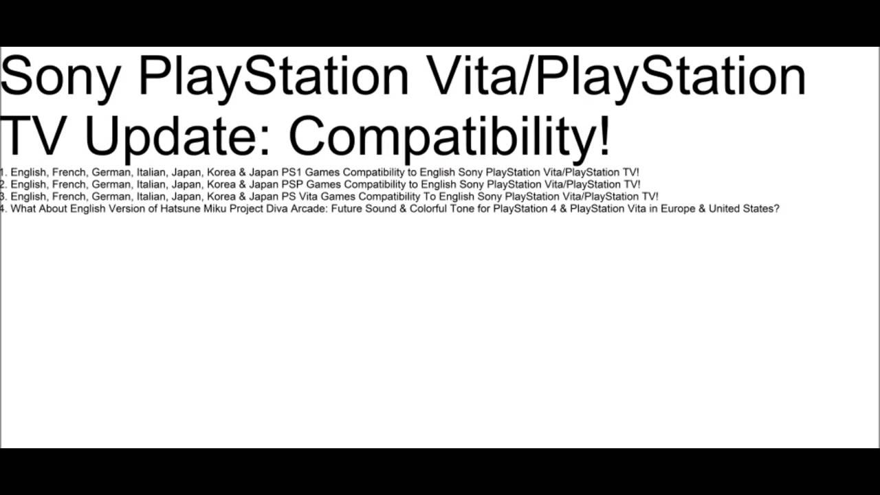 Sony PlayStation Vita/PlayStation TV Update Compatibility! YouTube