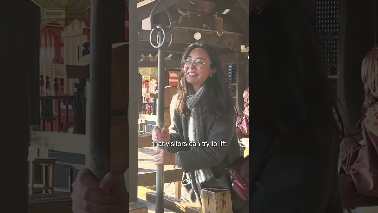 Attempting to lift the Staffs at Kiyomizudera Temple