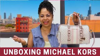 Unboxing Michael Kors Bedford Legacy Satchel Vanilla and Pale Pink Bag | TJ Maxx Handbag Unbagging
