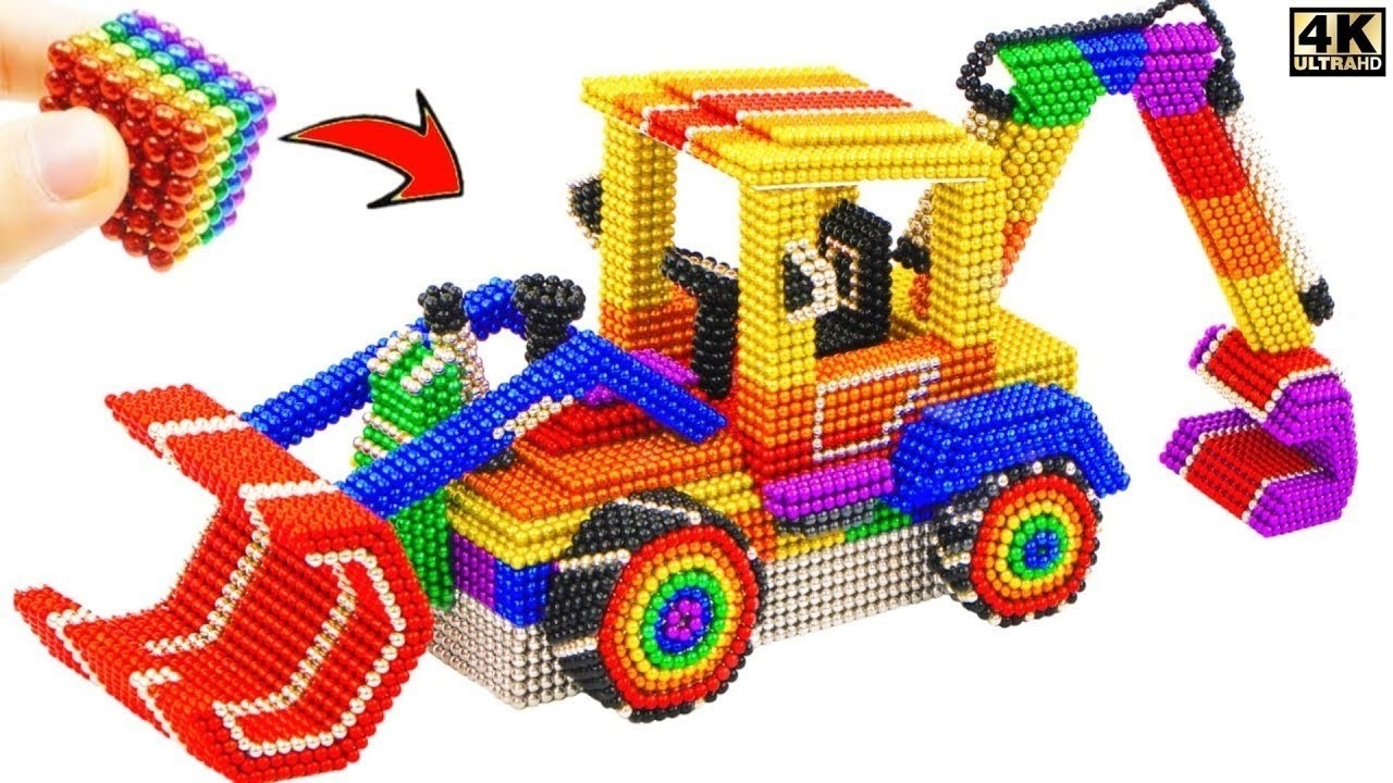 DIY: How to Make Rainbow Excavator from Colored Magnetic Balls | Satisfying Magnet ASMR