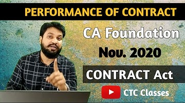 Indian Contract Act 1872 Performance of Contract l CA Foundation