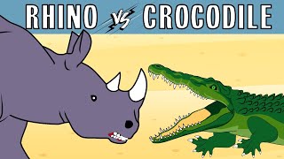 RHINO vs CROCODILE | Animal Fight Animation