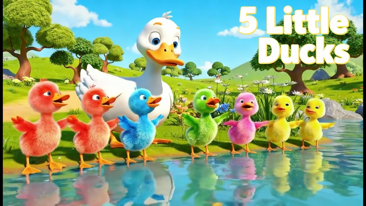 🐤🎶 Five Little Ducks | Bright 3D Farm Animation 🦆🌈 Kids Song & Nursery Rhyme