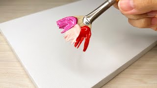 Pink Tulip Flower easy to paint & Water Drops/ acrylic painting tutorial#220