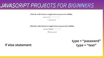 Show hide password using checkbox, Toggle password visibility in html javascript, Password hide show