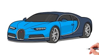 How to draw a BUGATTI CHIRON 2016 / drawing Bugatti Chiron 2017 sports car