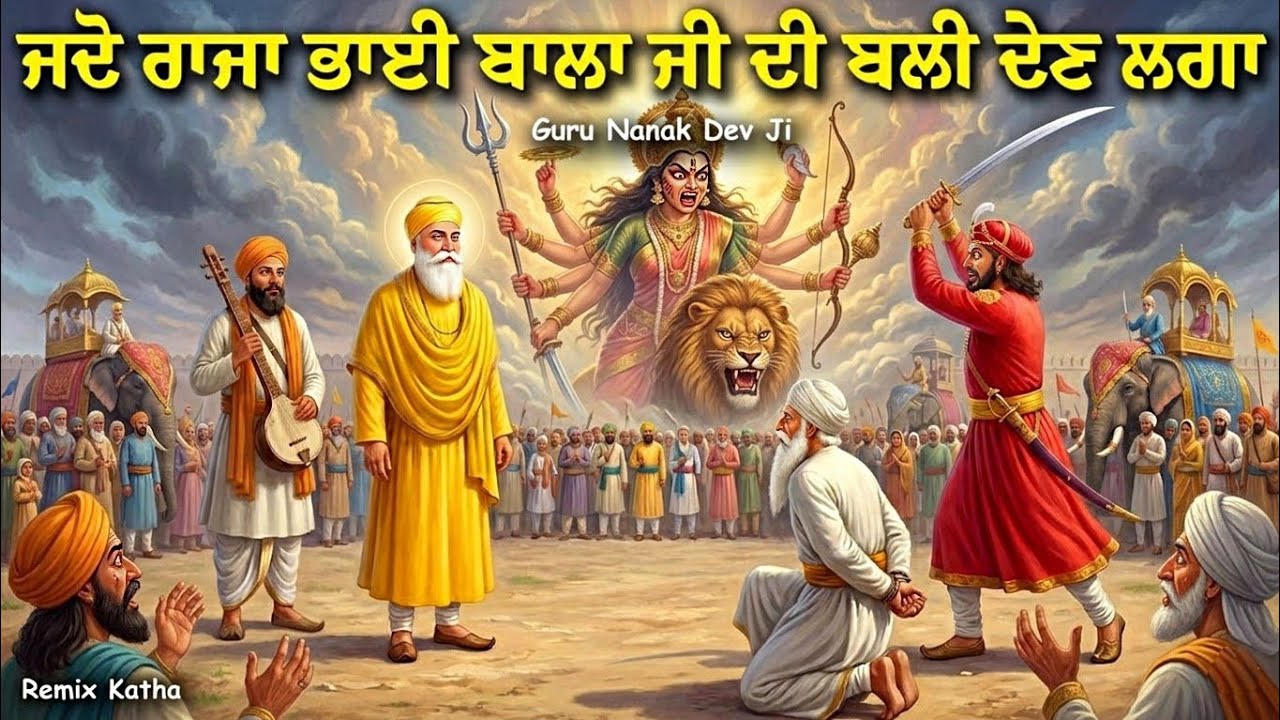 ਜਦੋ ਇਕ ਰਾਜਾ ਭਾਈ ਬਾਲਾ ਜੀ ਦੀ ਬਲੀ ਦੇਣ ਲਗਾ | Guru Nanak Dev Ji Sakhi | Guru Nanak Dev Ji | Remix Katha